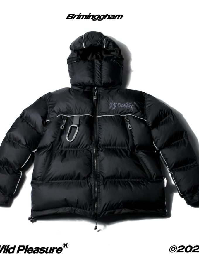 Wild Pleasure - Wild Puffer Jacket Boxy Fit V.4 Briminggham"Black"Gorpcore UK Drip Roadman Bulang